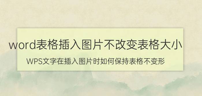 word表格插入图片不改变表格大小 WPS文字在插入图片时如何保持表格不变形？